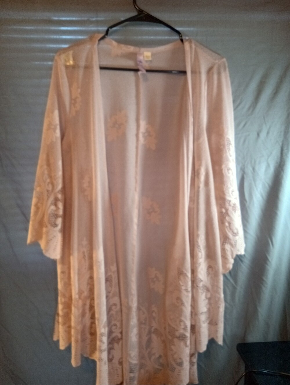 Alya Sheer Lace Kimono Cardigan in Light Blush
